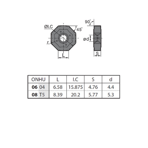 Πλακίδιο φρεζοκεφαλής ONHU08T508-PM, ZCC CT